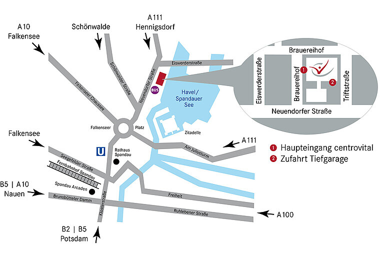 Anfahrt und Lage centrovital Berlin